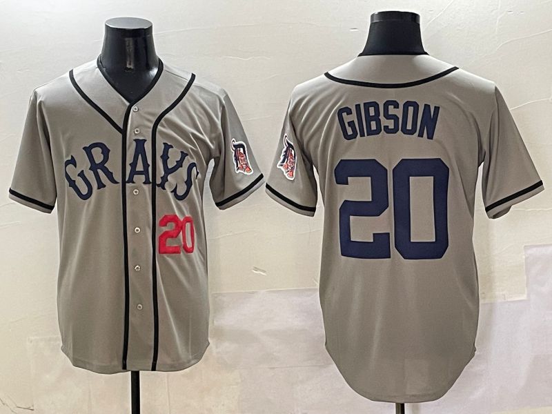Men Detroit Tigers #20 Gibson Grey Joint Name Game Nike 2025 MLB Jersey style 7->detroit tigers->MLB Jersey